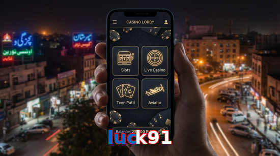 Main screen of Luck91 app page for PK players