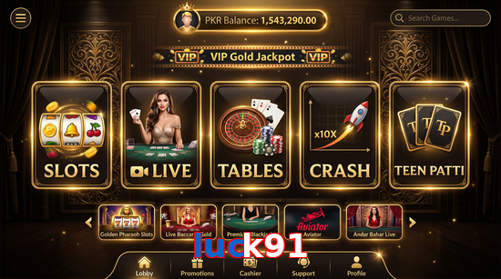 Main screen of Luck91 casino page for PK players