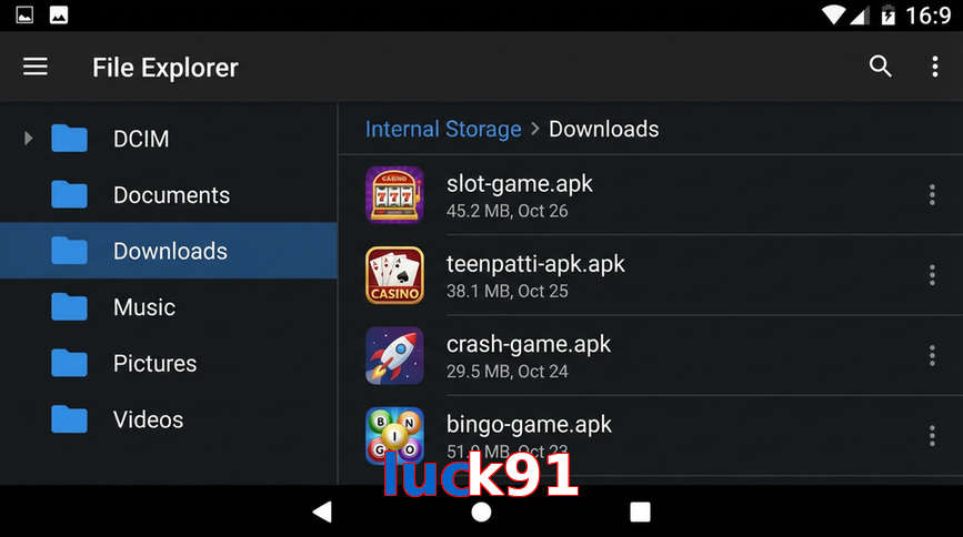 Main screen of Luck91 gameapk page for PK players